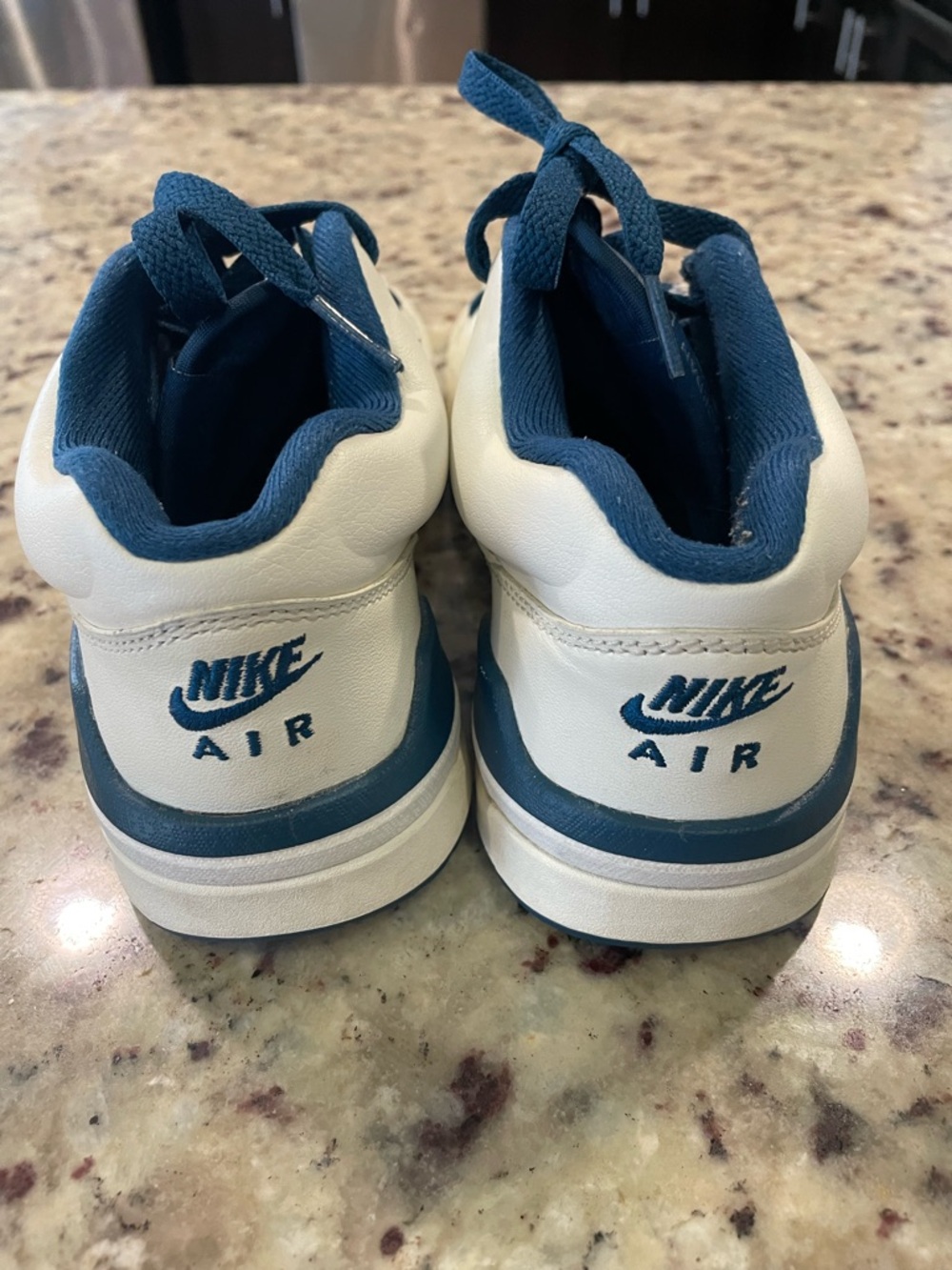 Nike White and Blue Low-Top Sneakers